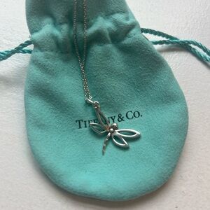 Tiffany & Co. Retired Sterling Silver Dragonfly Pendant 16" inch Chain Necklace